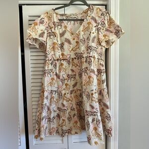 UMGEE Tiger Animal Print V-Neck Dress